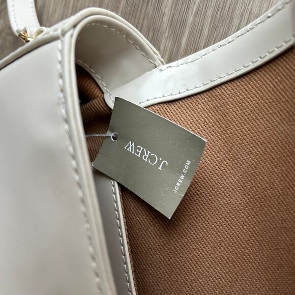 J.Crew Edie Italian Leather Structured Crossbody Bag Turnlock Natural NWT - Picture 10 of 16